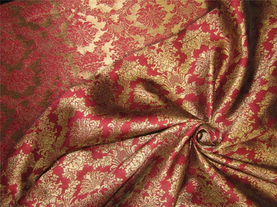 Brocade Fabric Dark red x Gold Color 56&quot;wide