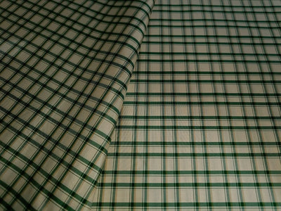 100% Pure Silk Taffeta Fabric Green & Ivory Color plaids 54" wide taf#C40[2]