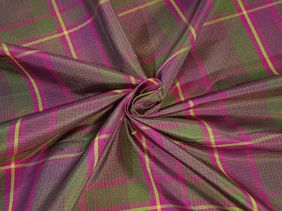 SILK Taffeta FABRIC Green & Pink color plaids TAFC38[1]