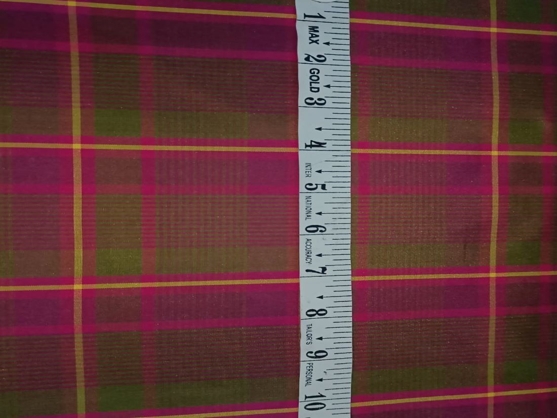 SILK Taffeta FABRIC Green & Pink color plaids TAFC38[1]