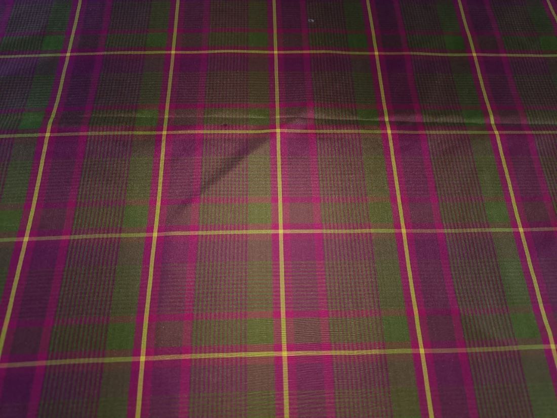 SILK Taffeta FABRIC Green & Pink color plaids TAFC38[1]