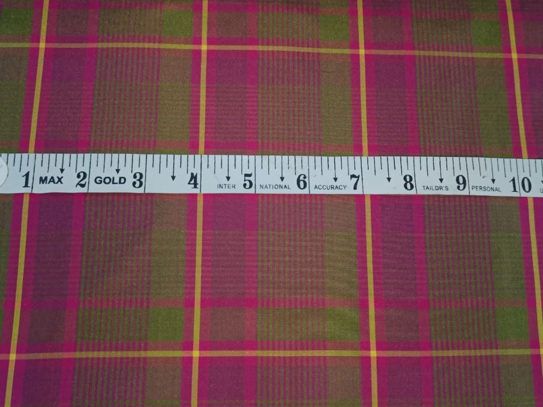 SILK Taffeta FABRIC Green & Pink color plaids TAFC38[1]