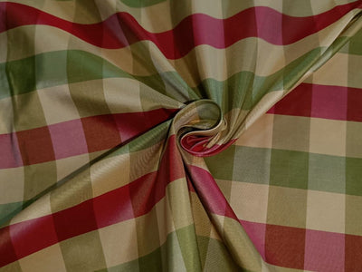 Silk Taffeta Fabric Green,Red & Yellow plaids 54" wide TAF#C29