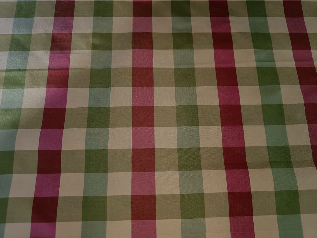 Silk Taffeta Fabric Green,Red & Yellow plaids 54" wide TAF#C29