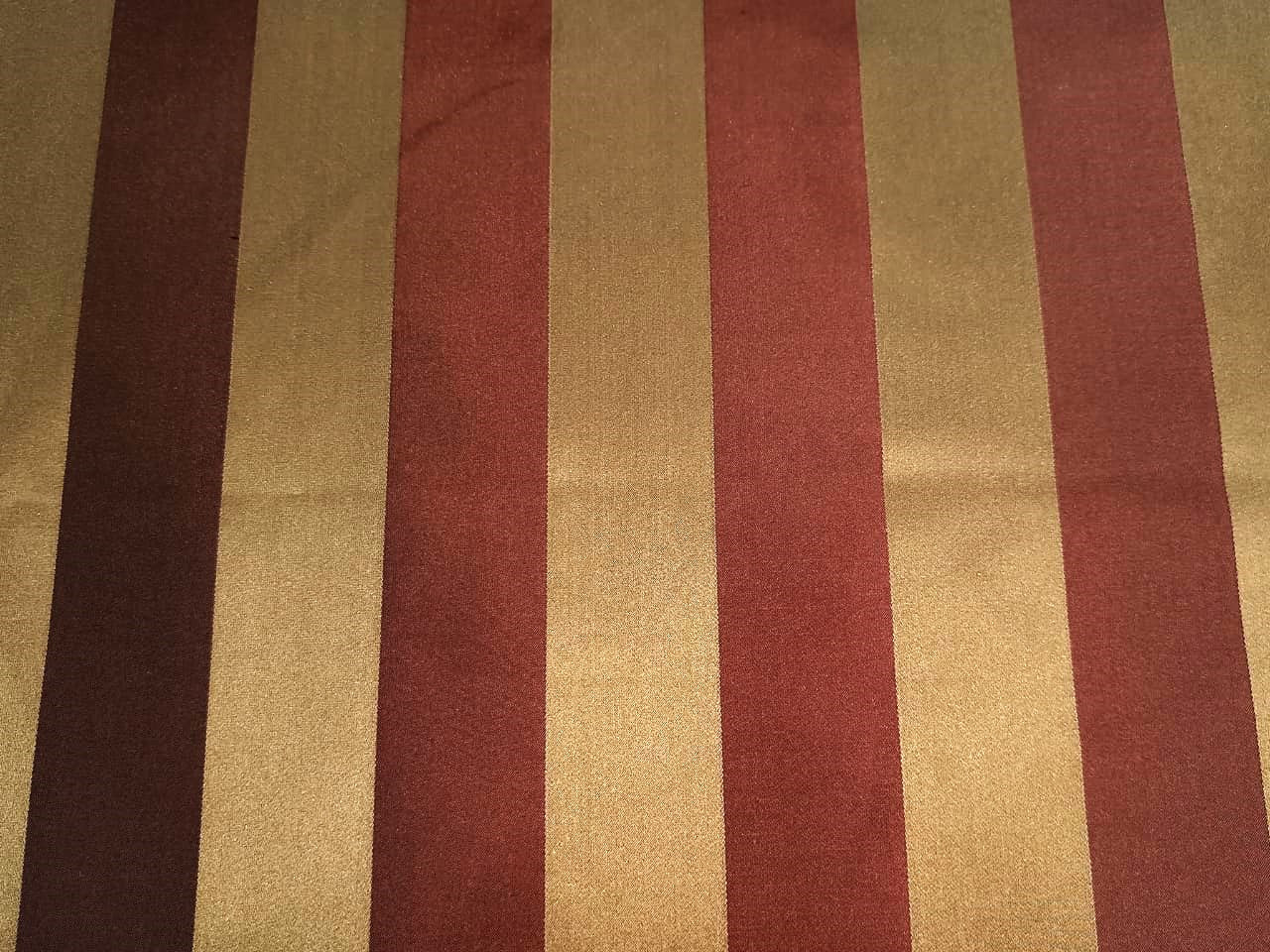 100% Silk Taffeta dusty golden red and gold colour jacquard stripe 54" wide