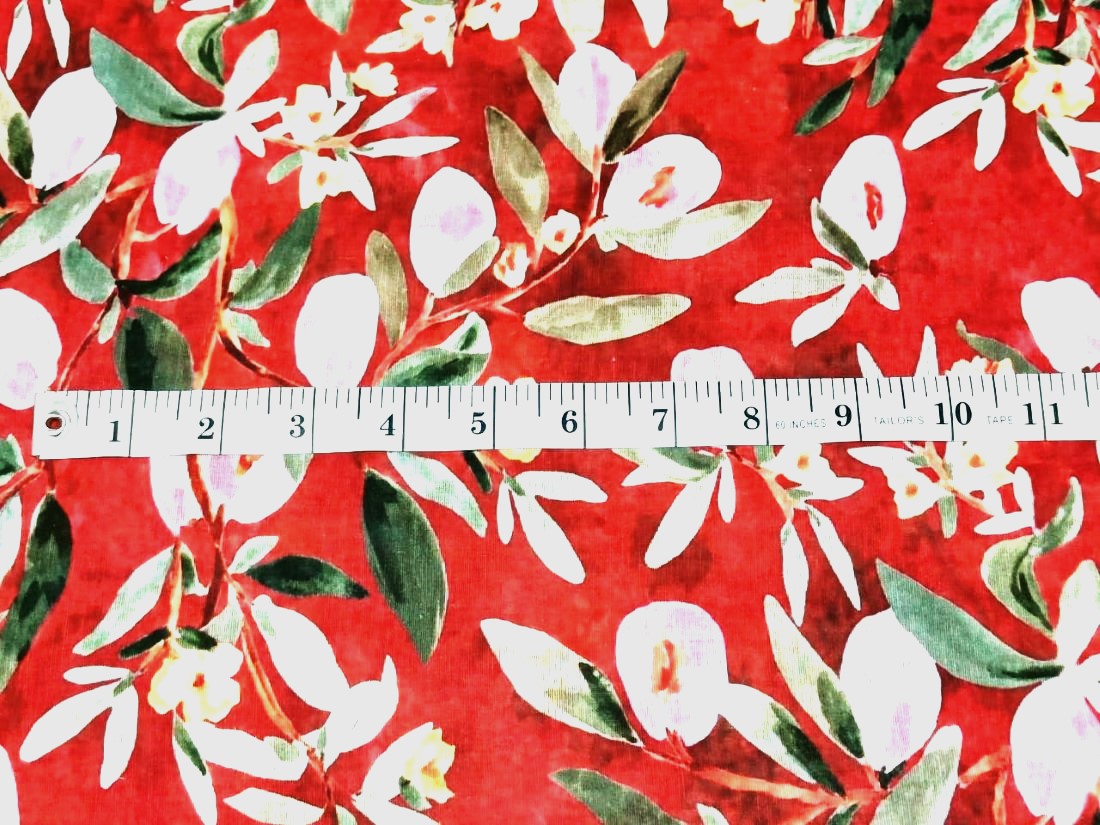 Cotton linen Floral digital print fabric 44" available in four colors