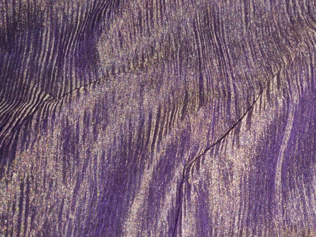 Crushed sheer Purple silk metallic tissue fabric 36&quot; wide