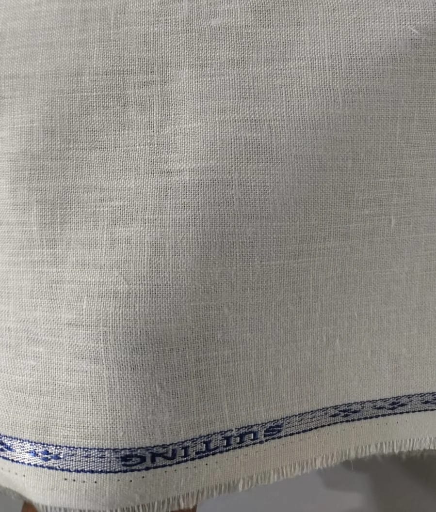 100% Linen premium heavy 25 lea white suiting fabric 54" wide [12738]