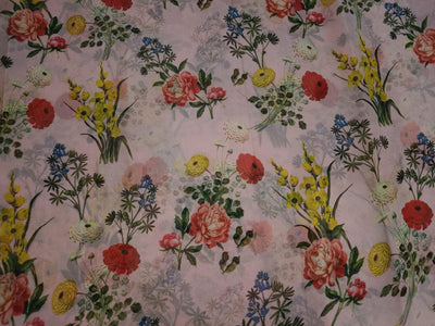 Silk Chiffon Digital Floral Print fabric 60gms 44" wide available in two colors 12799/800]
