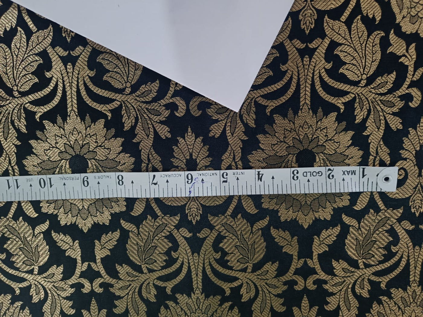 Silk Brocade fabric Black with gold metallic jacquard COLOR 44" wide BRO859[2]