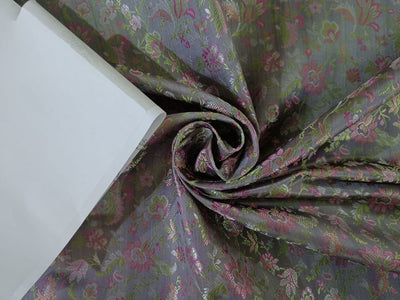 Silk Brocade fabric 44" wide BRO861 available in 3 colours Grey ,Beige and Blueish Grey BRO861
