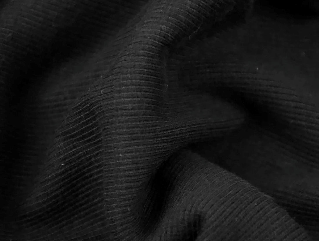 bamboo Jersey 2x 1 Ribbed knitted Black ~ 72" wide
