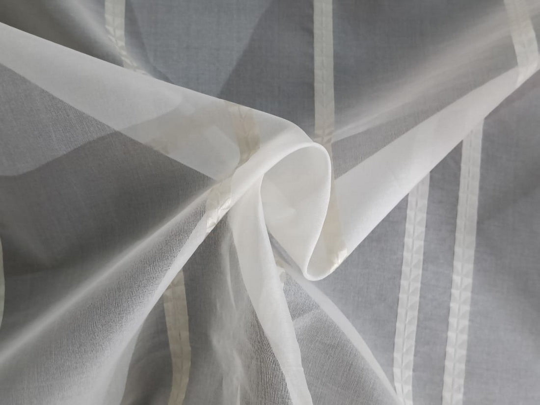 100% silk organza jacquard stripes fabric 54"