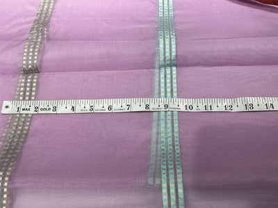 100% silk organza lavender jacquard stripes fabric 54" wide