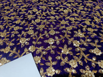 Embroidered  Micro Velvet Fabric 44" wide sold by the yard. Available in four colors
