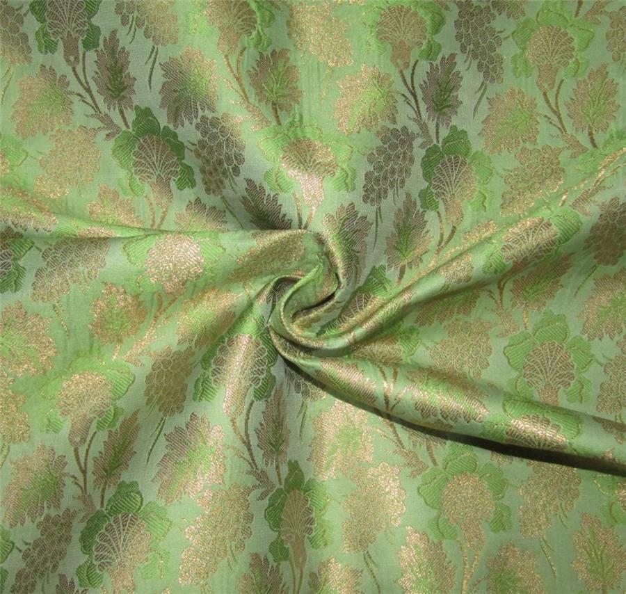 Brocade Fabric green x metallic gold color 44&quot;