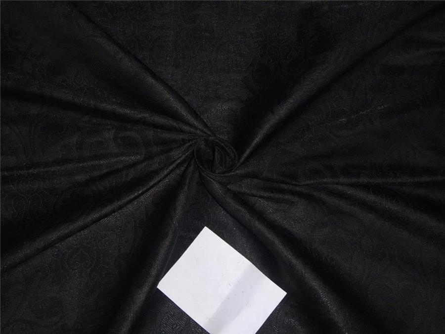Silk Brocade fabric Jet Black Colour