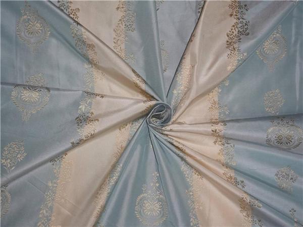 STUNNING SILK TAFFETA JACQUARD  Powder Blue and Gold TAFSJ17[2]