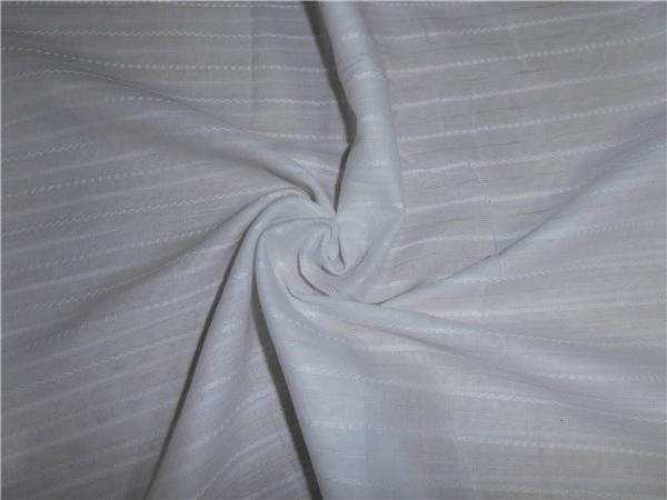 WHITE COTTON VOILE fabric 44" WIDE - stripes #3 [5591]
