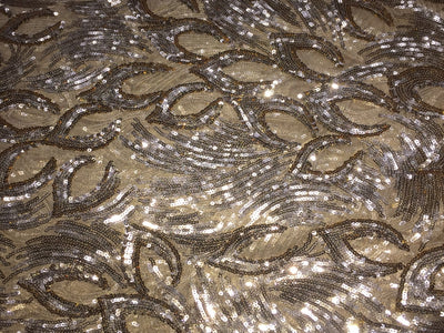 Gold Net Fabric with Gold color SEQUENCE Lycra 58'' Wide