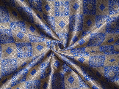 BROCADE ROYAL BLUE, SILVER X METALLIC GOLD COLOR 44&quot;INCH