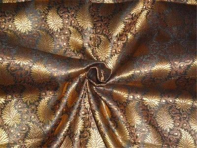 BROCADE~WIDTH 44 ~ BLACK, METALLIC COPPER X MAROON COLOR