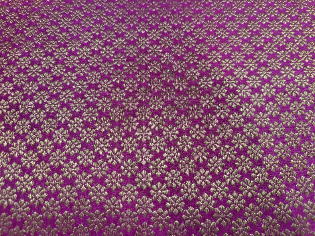 BROCADE FABRIC MAGENTA PINK X METALLIC GOLD MOTIF 44&quot; wide
