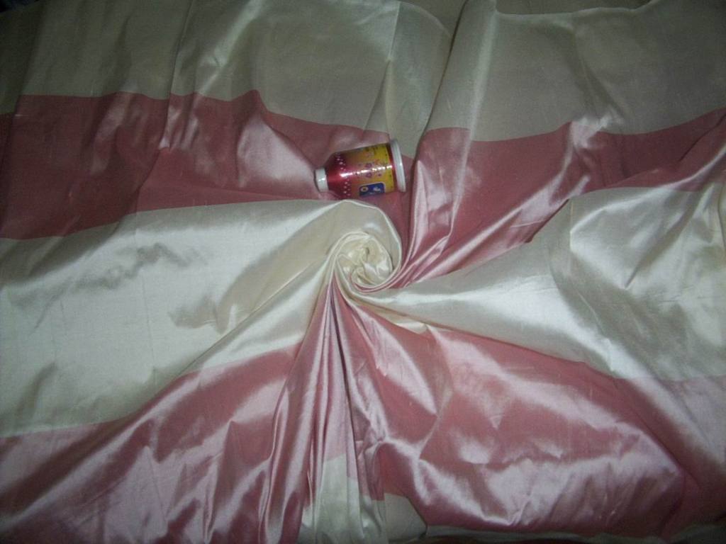 silk dupioni stripe-cream & pinkish/peach DUPS40[2]