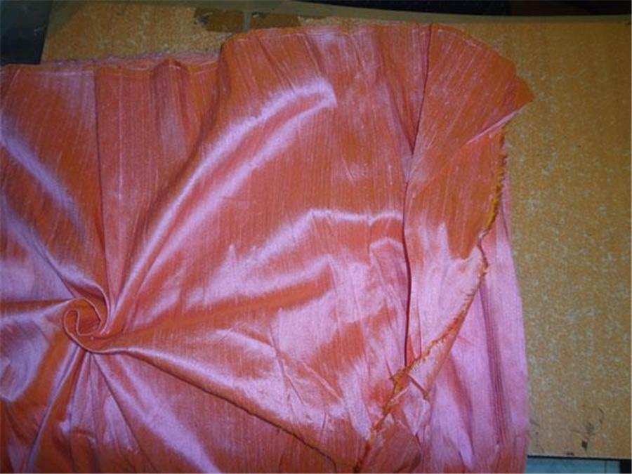 100% PURE SILK DUPIONI FABRIC PINK X GOLD colour 54" wide WITH SLUBS MM31[3]