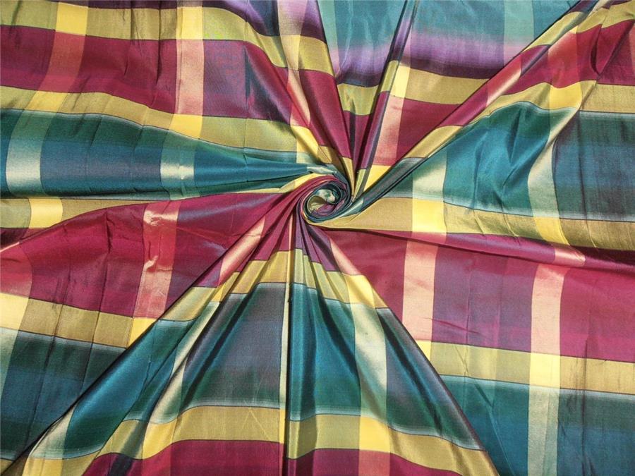 SILK TAFFETA FABRIC MULTI COLOR PLAID 54" wide TAF#C39[2]