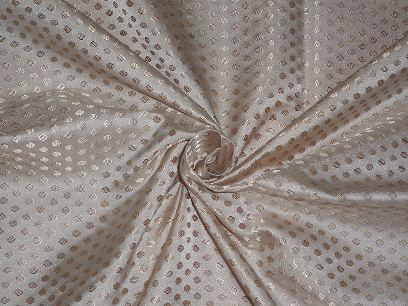SILK BROCADE FABRIC LIGHT BEIGE 44" wide BRO345[3]