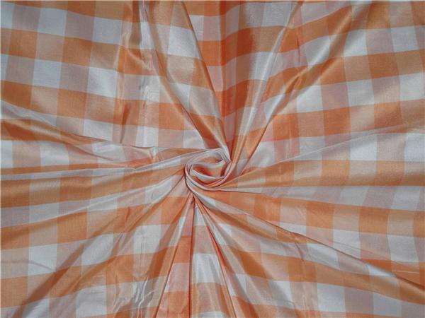 100% PURE SILK TAFFETA FABRIC CHECKS YELLOW GOLD &IVORY colour PLAIDS 54" wide TAF 41[2]