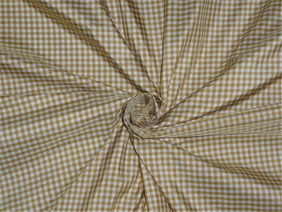 100% pure silk taffeta fabric ivory, brown color plaids 54" wide TAF#C43