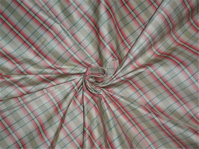 100% PURE SILK TAFFETA FABRIC MULTI COLOR COLOR PLAIDS 54" wide Taf#C49[1]