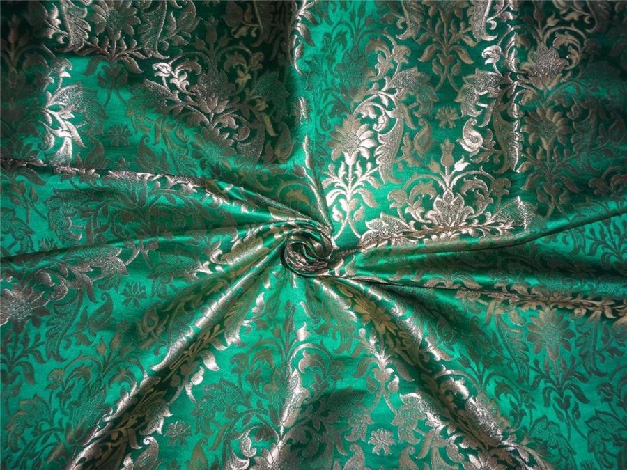 HEAVY BROCADE PARROT GREEN X METALLIC GOLD COLOR 36&quot;INCH