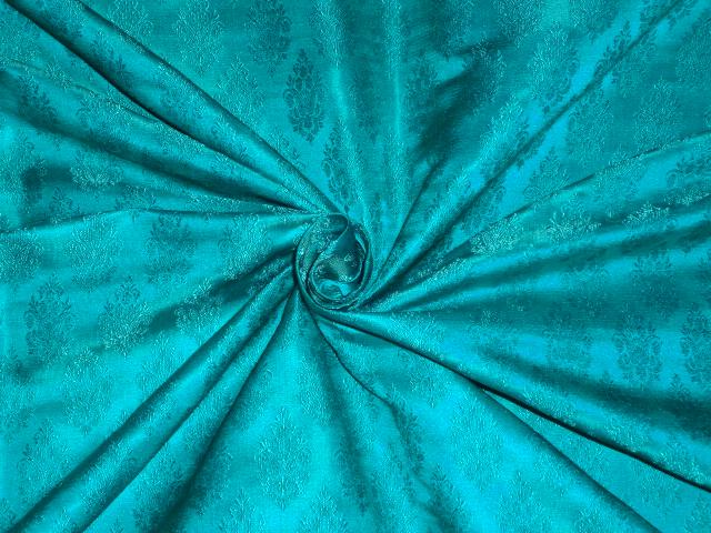 100% PURE SILK BROCADE FLORAL SEA GREEN COLOR 44" WIDE BRO400[2]