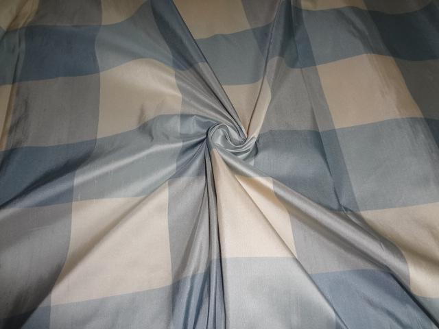 Silk taffeta fabric shades of blue x cream 4 x 4" plaids-54" wide TAF#C45