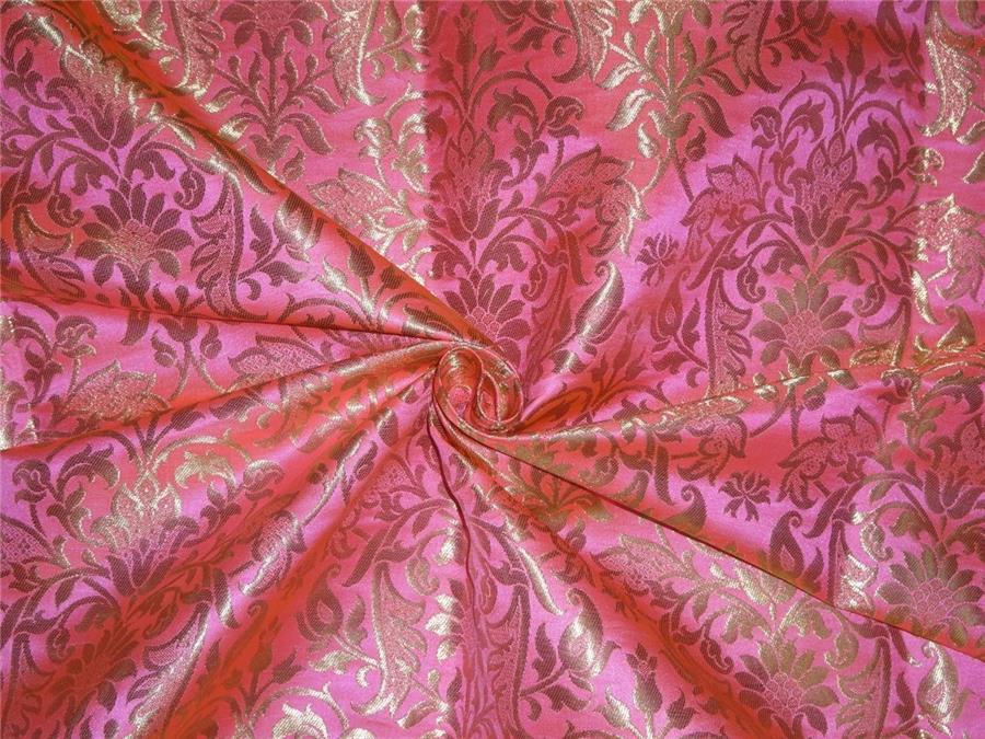 HEAVY BROCADE NEON PINK X METALLIC GOLD COLOR 36&quot;INCH