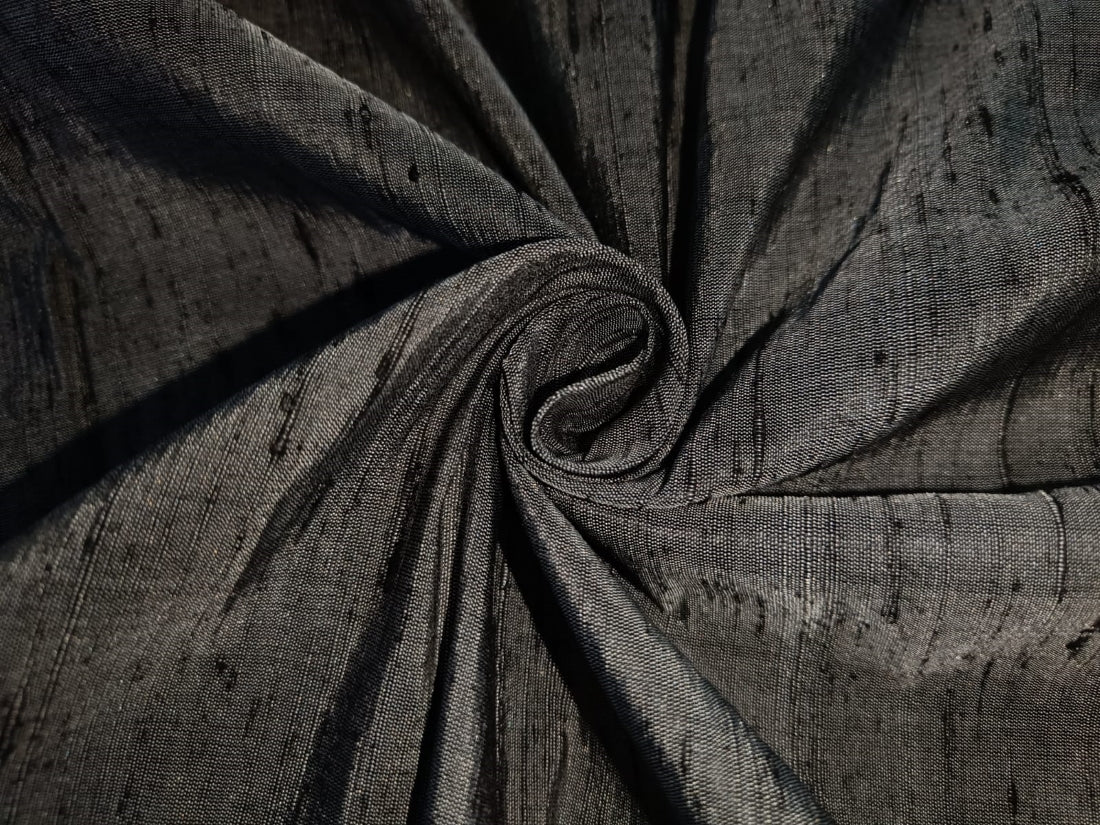 100% pure silk dupioni fabric grey, ivory x black colour 54" wide with slubs MM25[2]