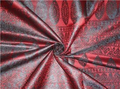 Viscose Silk Brocade fabric 44" wide Maroon with Black colour BRO351[2]