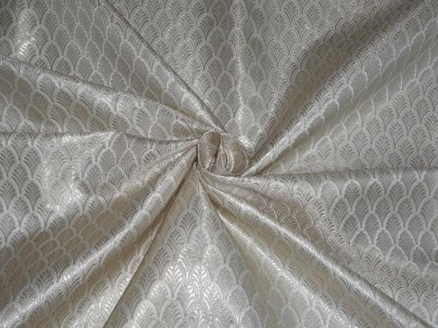 VISCOSE SILK BROCADE fabric CREAM METALLIC GOLD colour 44" wide BRO399[3]