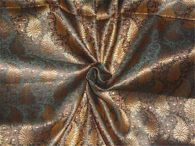 BROCADE~WIDTH 44 ~ GREEN, METALLIC COPPER X MAROON COLOR