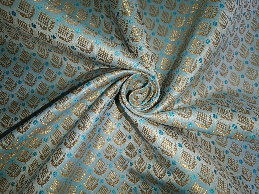Brocade jacquard fabric 44" wide bro843 available in five colors [PEACH, MINT ,BLUE ,GREY and PINK]