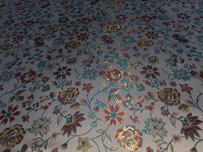 Brocade fabric powder blue and pink blue gold floral color 54" wide BRO849[3]