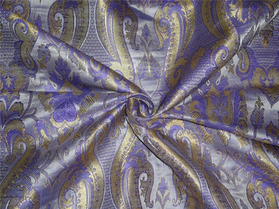 Heavy Silk Brocade fabric Lilac,Purple X Metallic Gold Color 36&quot;