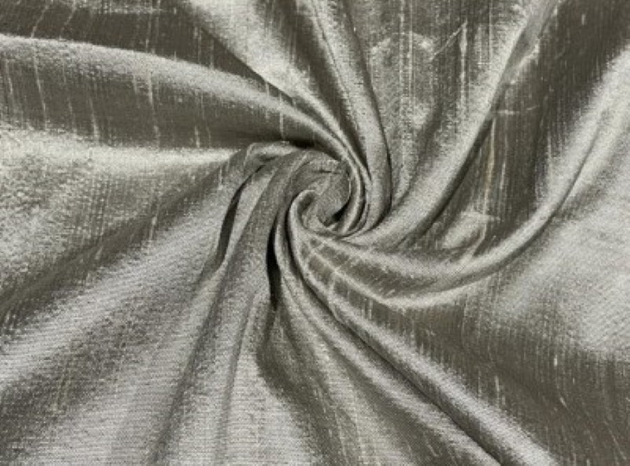 100% Pure Silk Dupion Fabric CREAM X BLACK  colour 54" wide WITH SLUBS MM85[5]