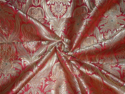 Silk Brocade fabric Pink, Red and Metallic Gold Color 36" wide BRO266[1]