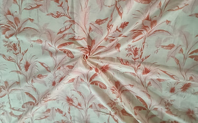 100% linen x cotton fabric beautiful floral print eggshell 58" wide [11506]