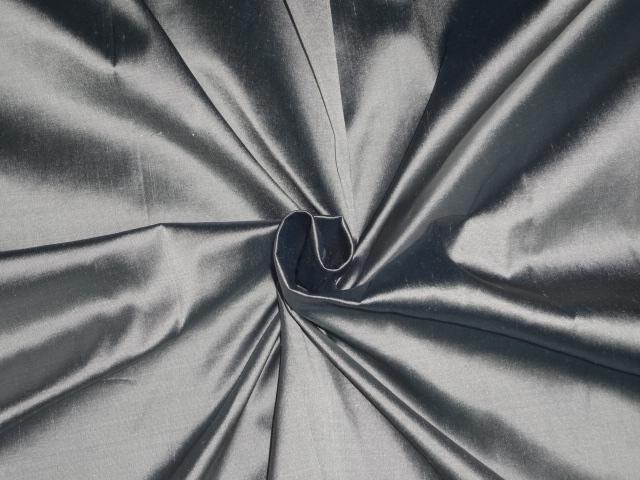 PURE SILK DUPIONI FABRIC WHITE,SLIVER X BLUE COLOR