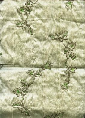 Silk Dupioni lime green beaded embroidery 44" wide [492]
